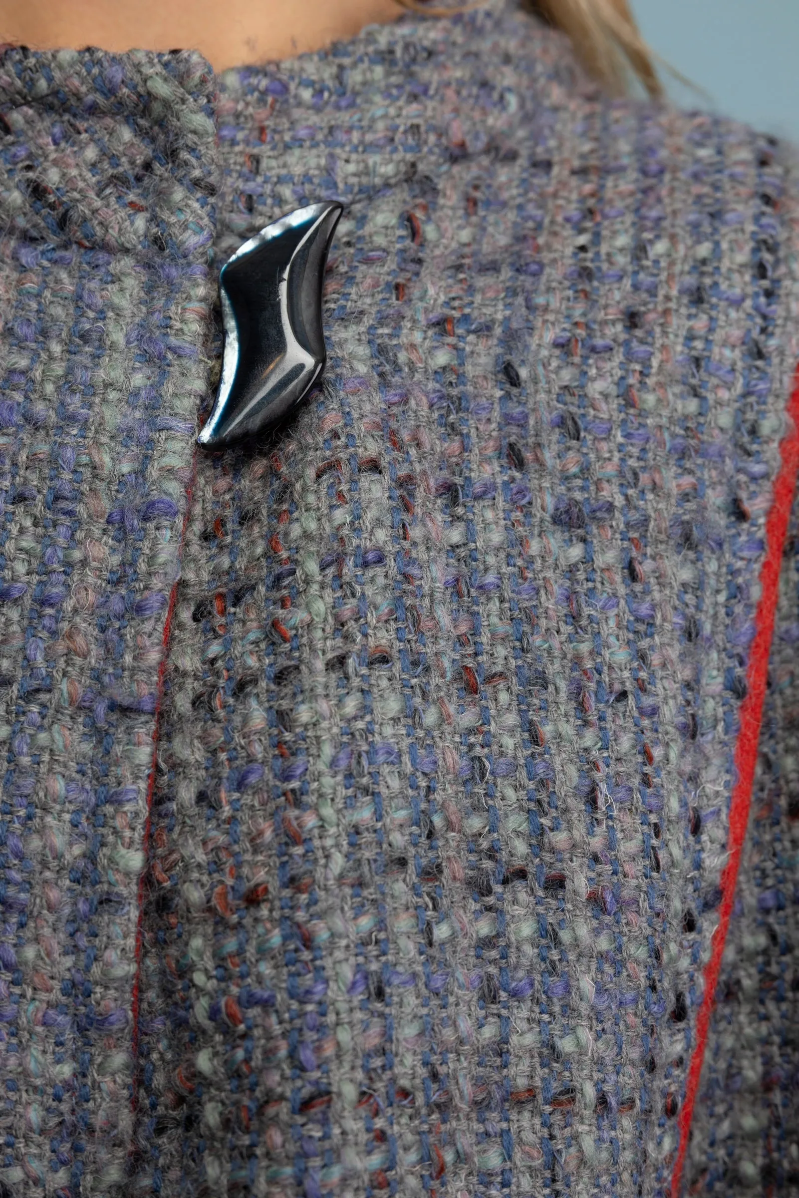 1980's Wool Peacoat Piped Jacket  M