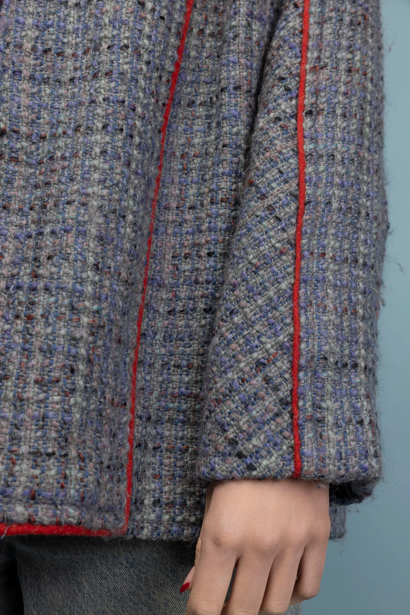 1980's Wool Peacoat Piped Jacket  M