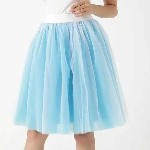 5 Layers Fashion Tulle Skirt Pleated TUTU Skirts Womens Lolita Petticoat Bridesmaids Midi Skirt