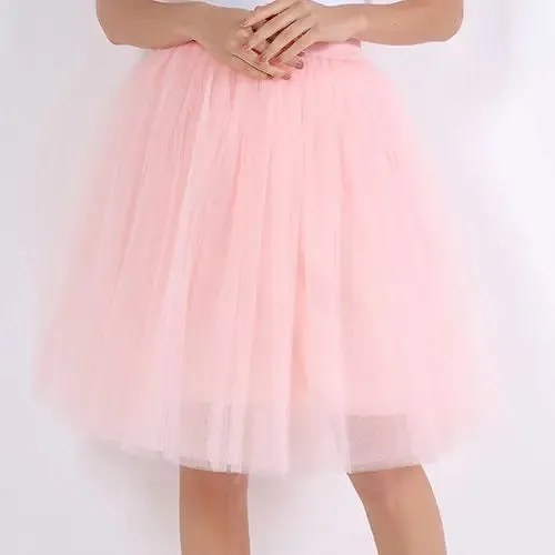 5 Layers Fashion Tulle Skirt Pleated TUTU Skirts Womens Lolita Petticoat Bridesmaids Midi Skirt