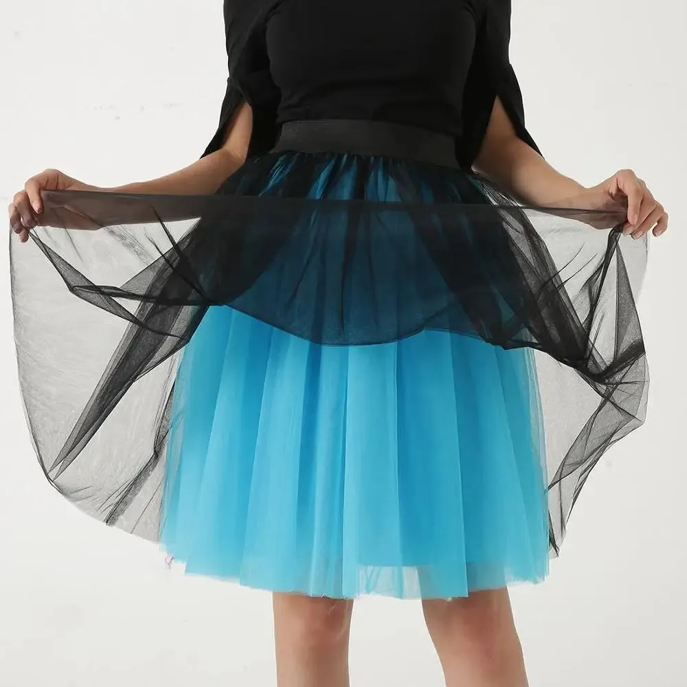 5 Layers Fashion Tulle Skirt Pleated TUTU Skirts Womens Lolita Petticoat Bridesmaids Midi Skirt