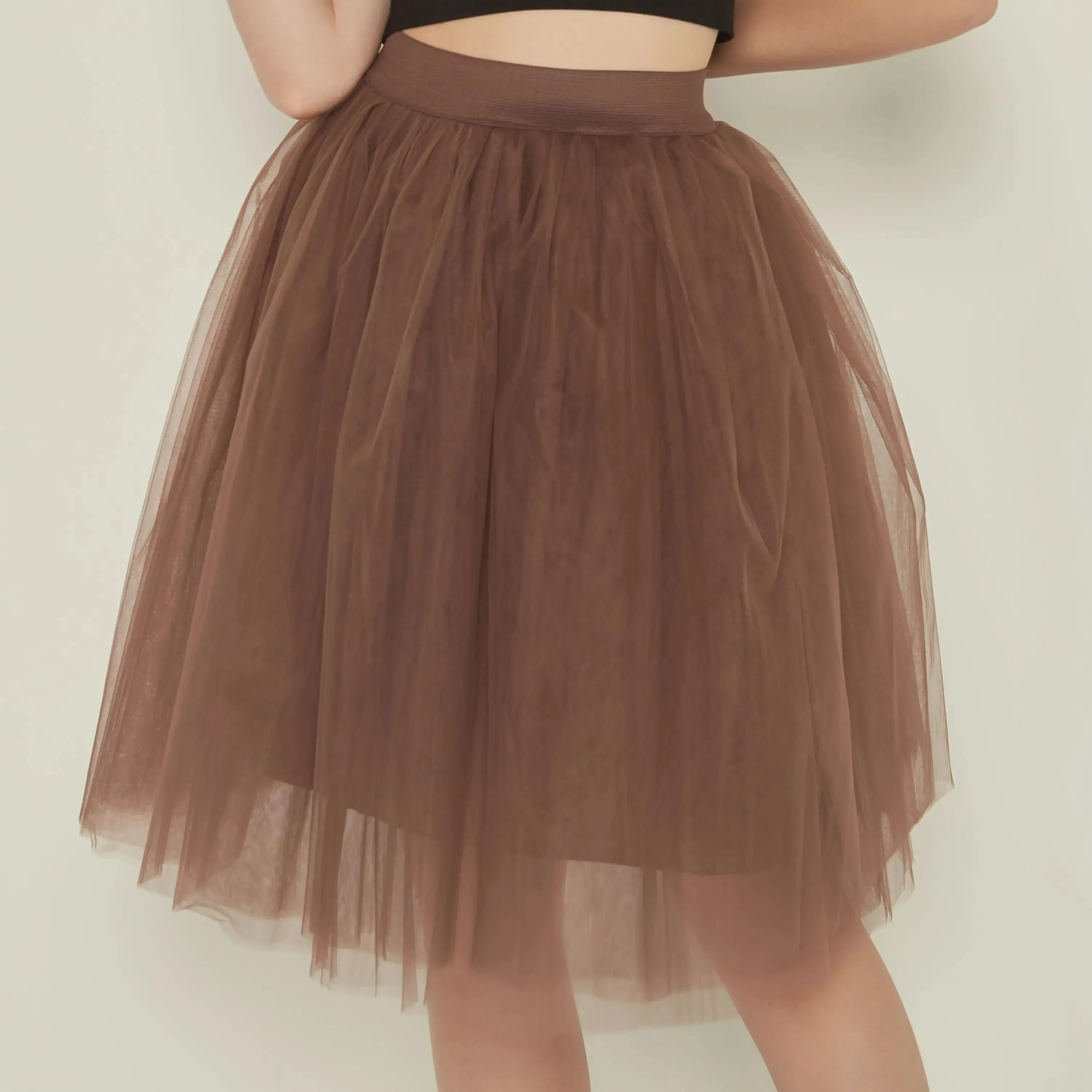 5 Layers Fashion Tulle Skirt Pleated TUTU Skirts Womens Lolita Petticoat Bridesmaids Midi Skirt