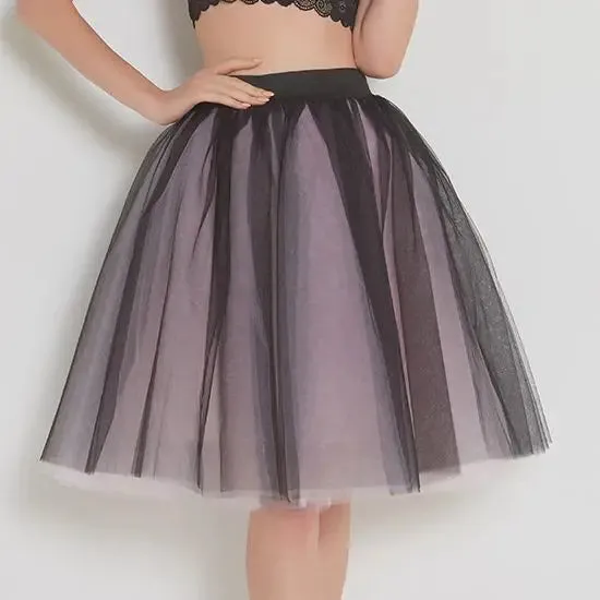 5 Layers Fashion Tulle Skirt Pleated TUTU Skirts Womens Lolita Petticoat Bridesmaids Midi Skirt