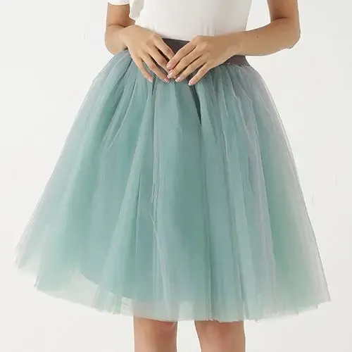 5 Layers Fashion Tulle Skirt Pleated TUTU Skirts Womens Lolita Petticoat Bridesmaids Midi Skirt