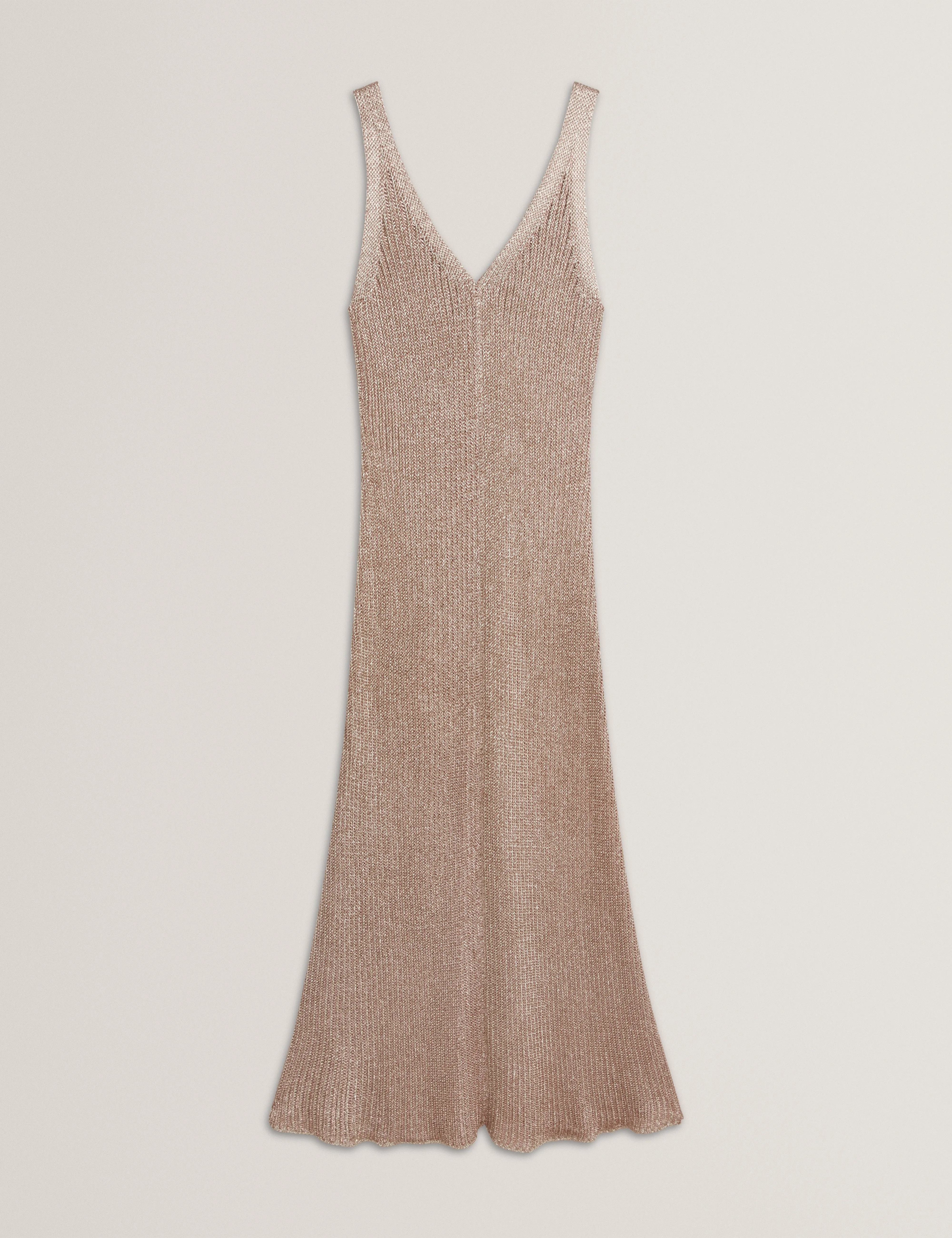 Alarnaa Chainmail Knitted Column Dress Gold