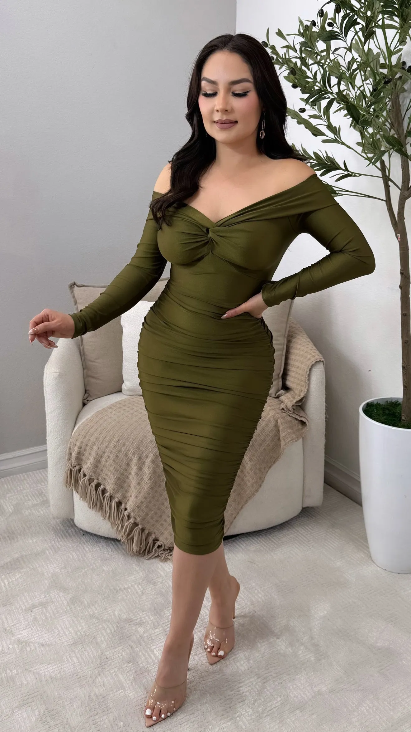 ALONDRA OLIVE DRESS
