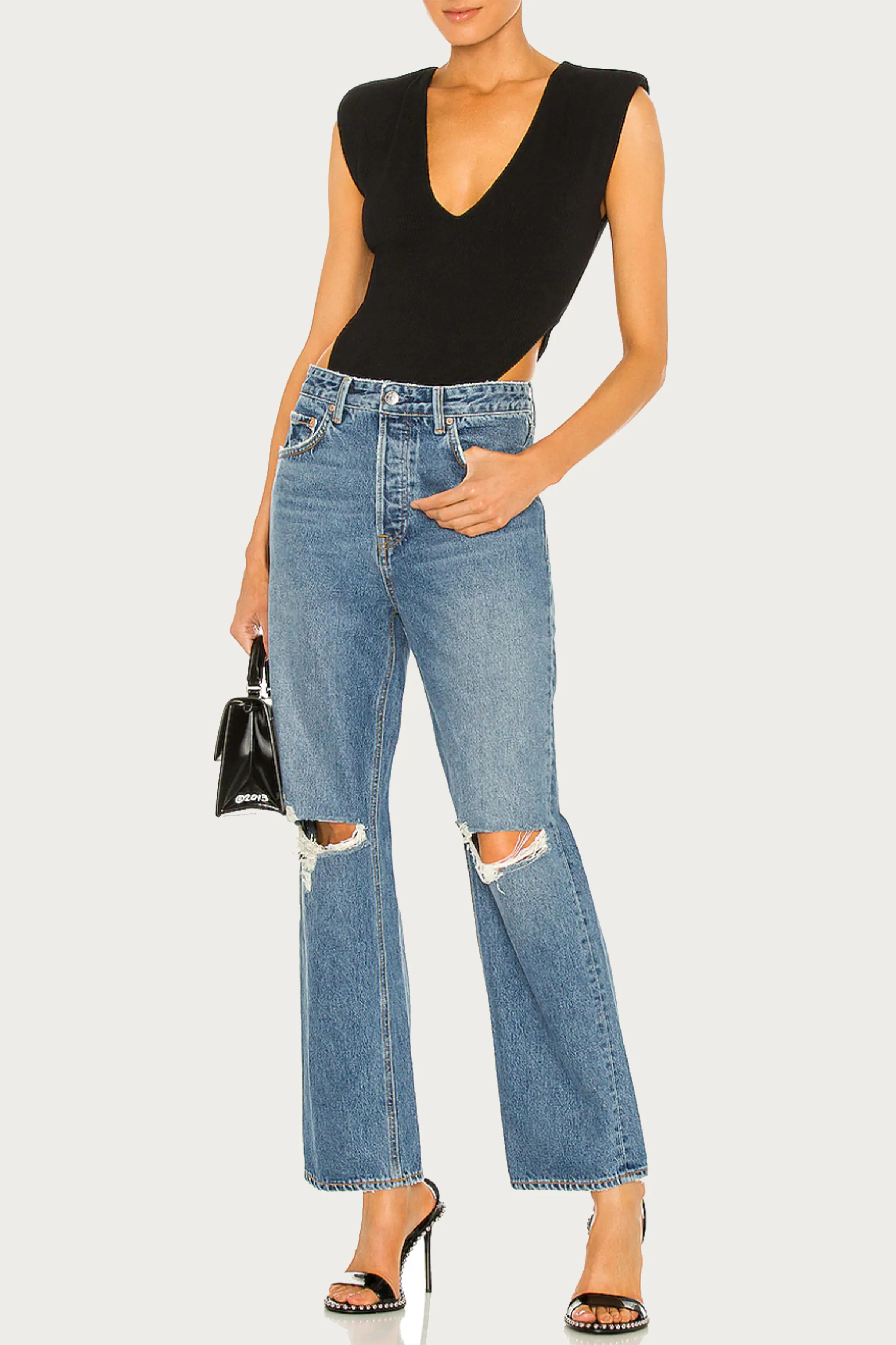 AMI RIBBED STRETCH-JERSEY BODYSUIT