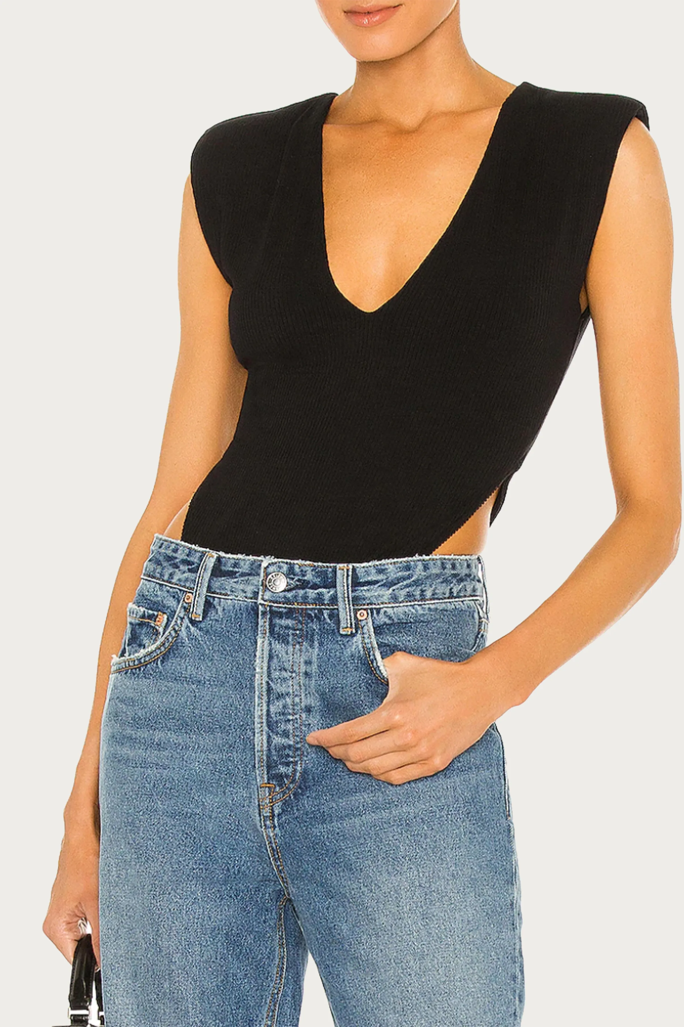 AMI RIBBED STRETCH-JERSEY BODYSUIT