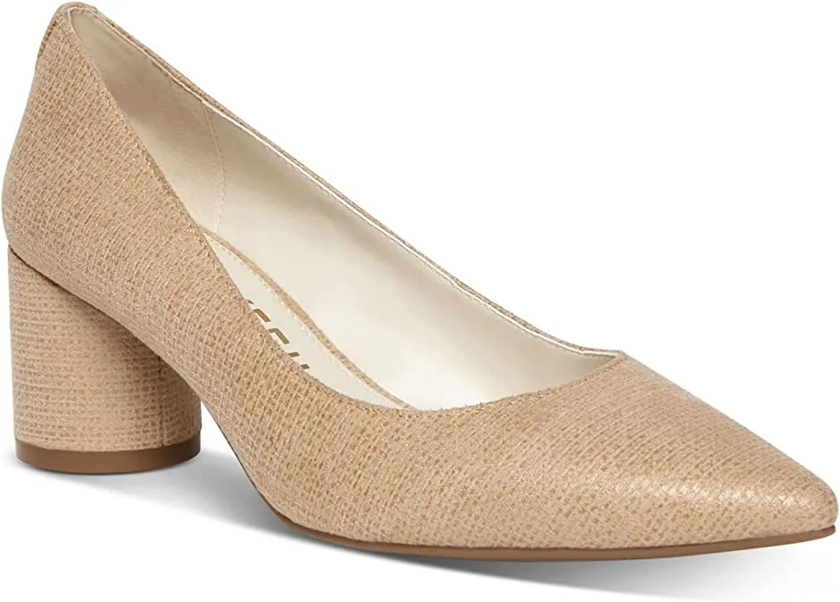 Anne Klein Womens Beige Cushioned Comfort Nora Pointed Toe Sculpted Heel Slip On Pumps 7.5 M