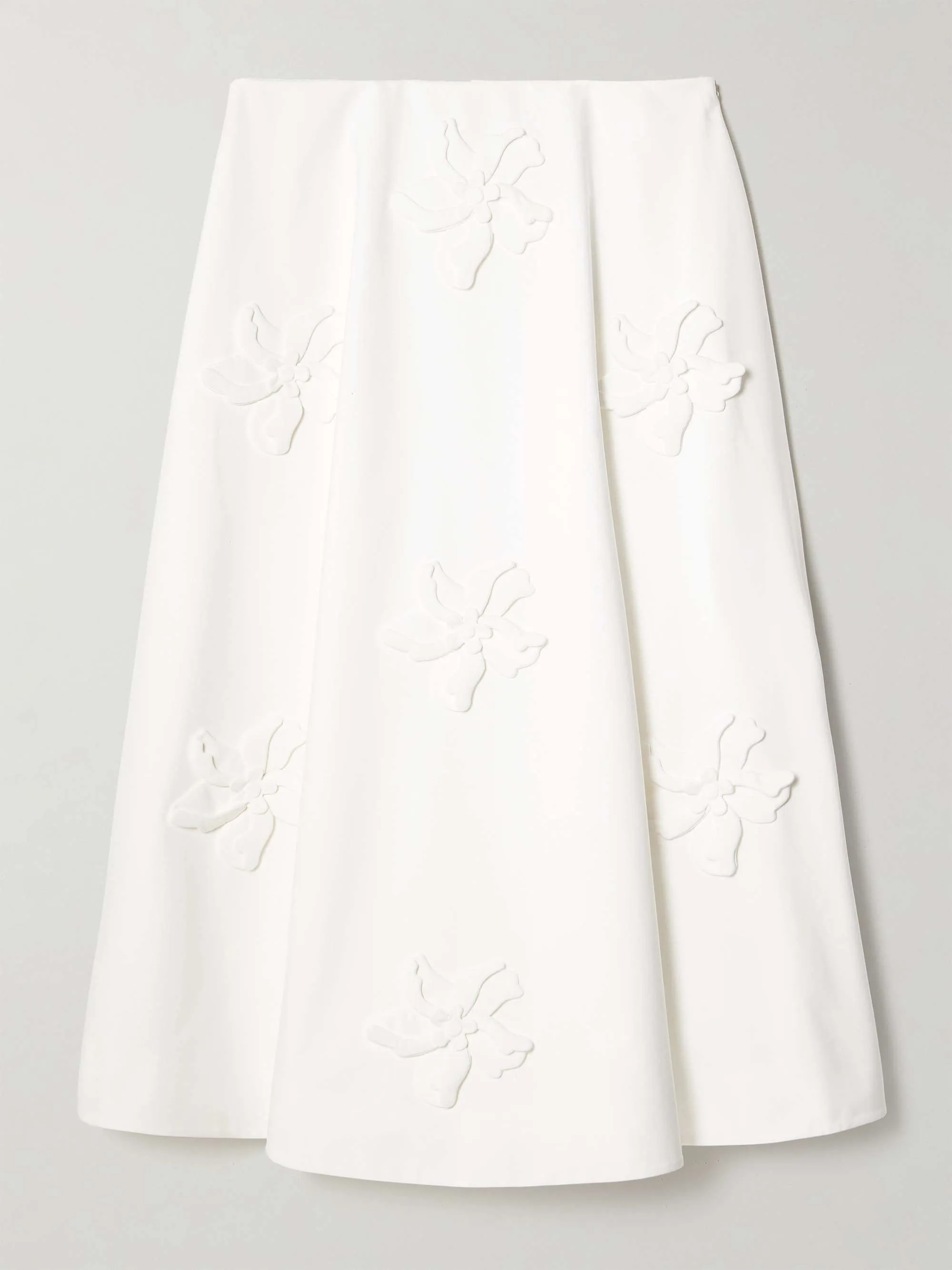 Appliquéd Cotton-Poplin Midi Skirt