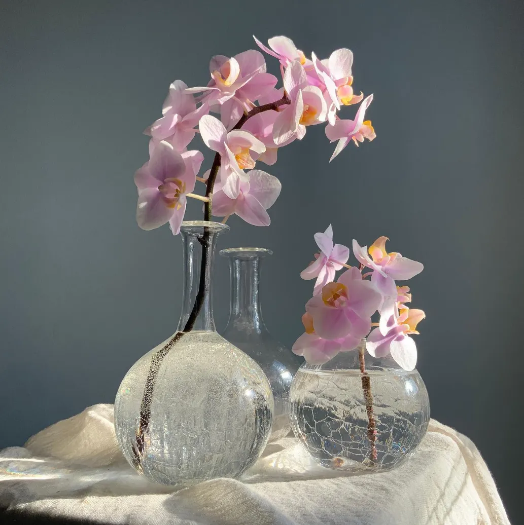 Aquamarine Crackled Bud Vases