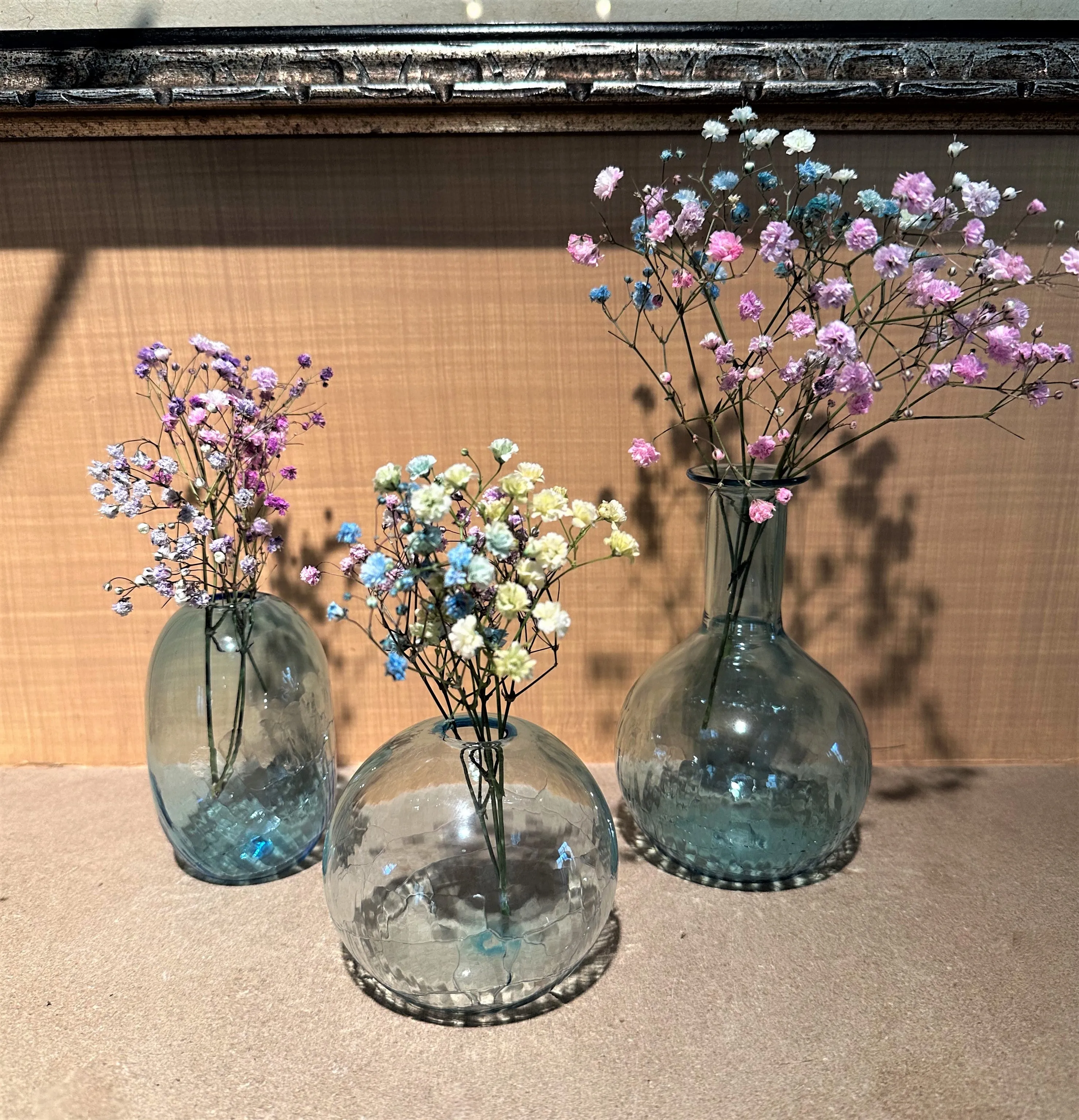 Aquamarine Crackled Bud Vases