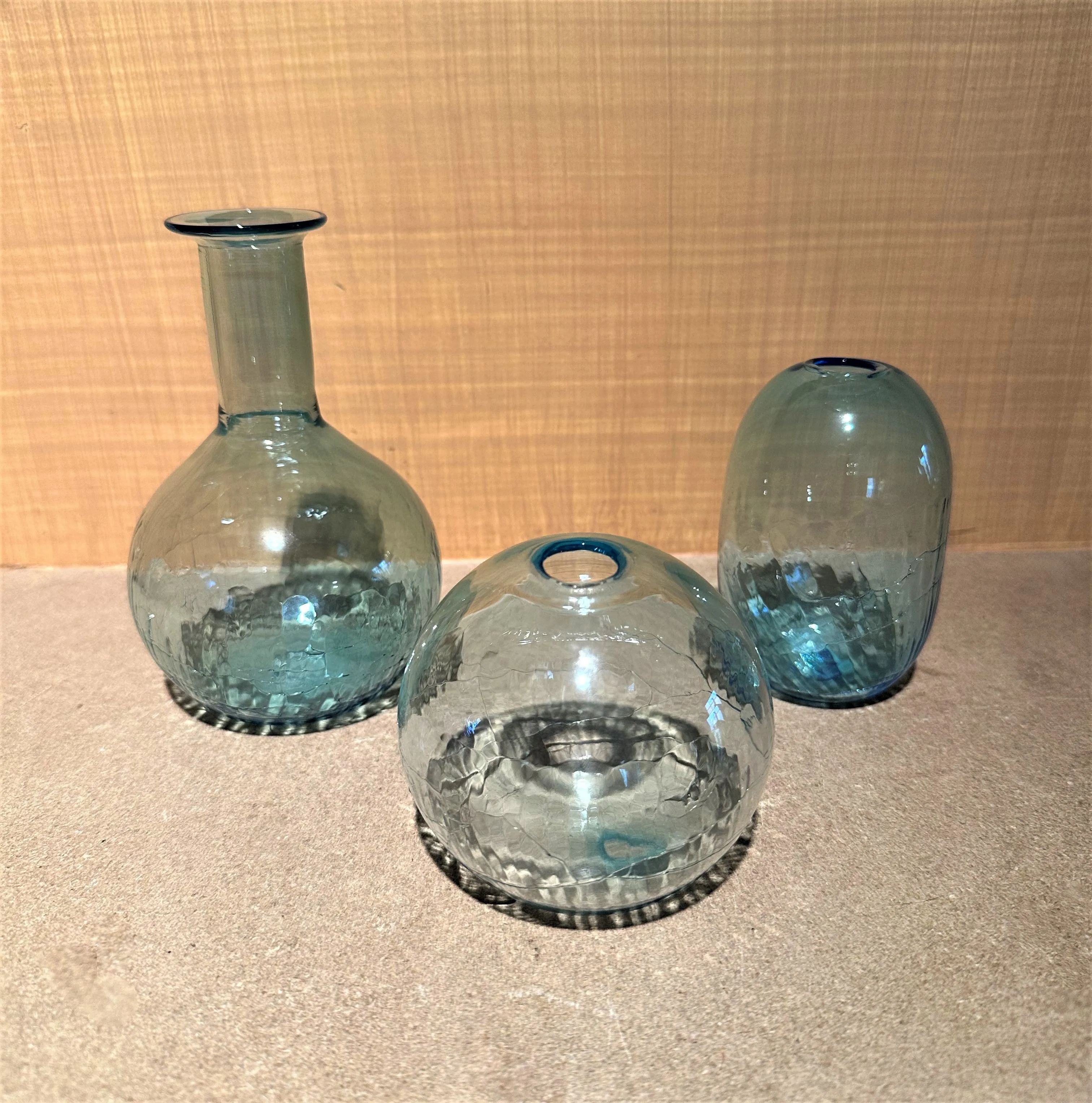 Aquamarine Crackled Bud Vases
