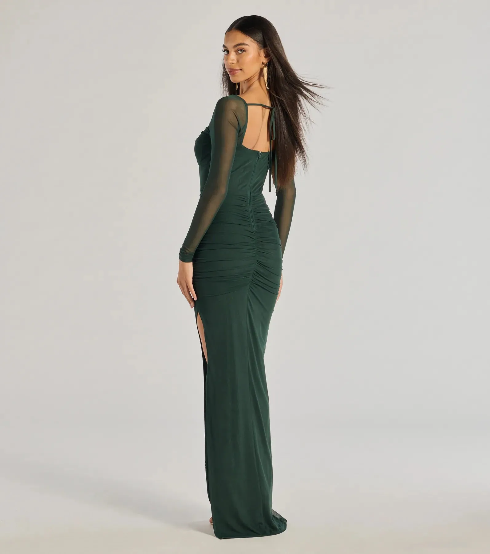 Ashlynn Long Sleeve Corset Column Formal Dress
