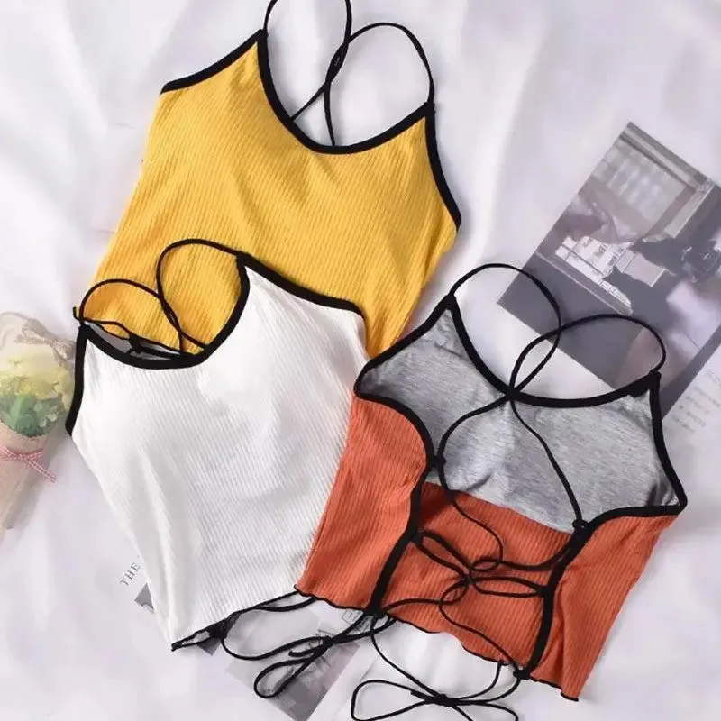 Backless Crop Tops with Tie Fastening in Trendy Pastels