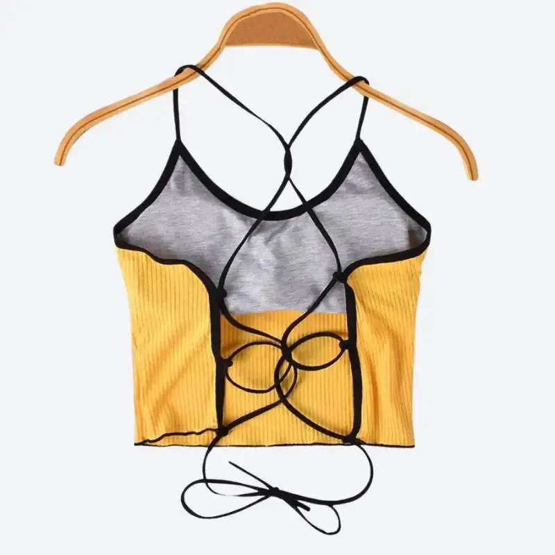 Backless Crop Tops with Tie Fastening in Trendy Pastels