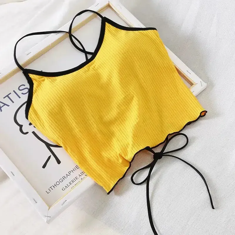 Backless Crop Tops with Tie Fastening in Trendy Pastels