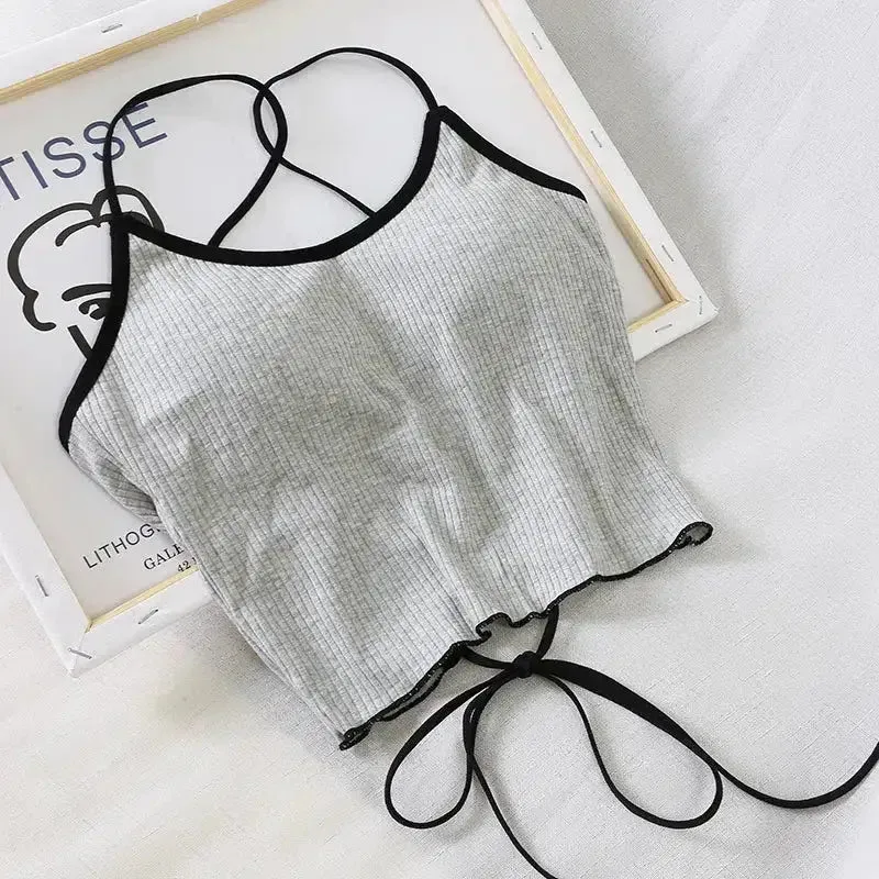 Backless Crop Tops with Tie Fastening in Trendy Pastels