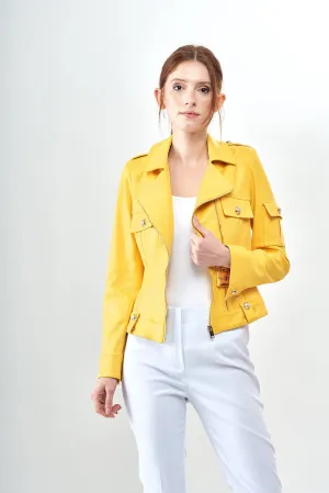 BCJ1801B Vegan Leather Zip Up Jacket