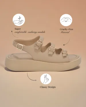 Beige Triple Strap Sandals