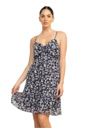Black Lilac Double Strap Back Mini Dress