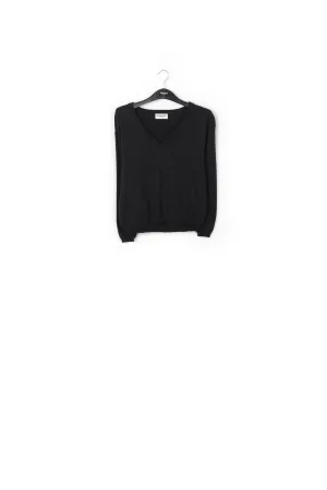 Black lurex knitted V-neck sweater