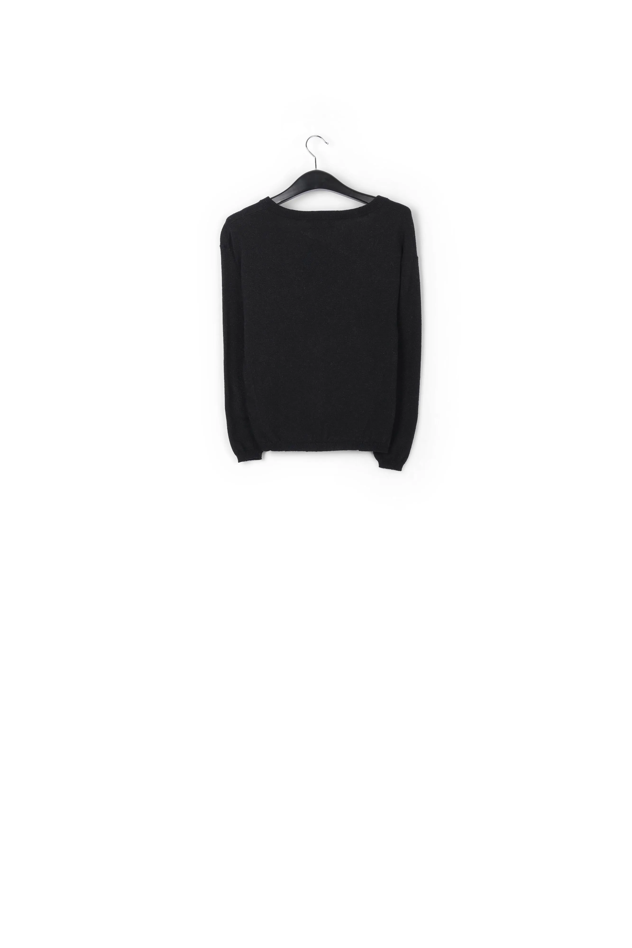 Black lurex knitted V-neck sweater