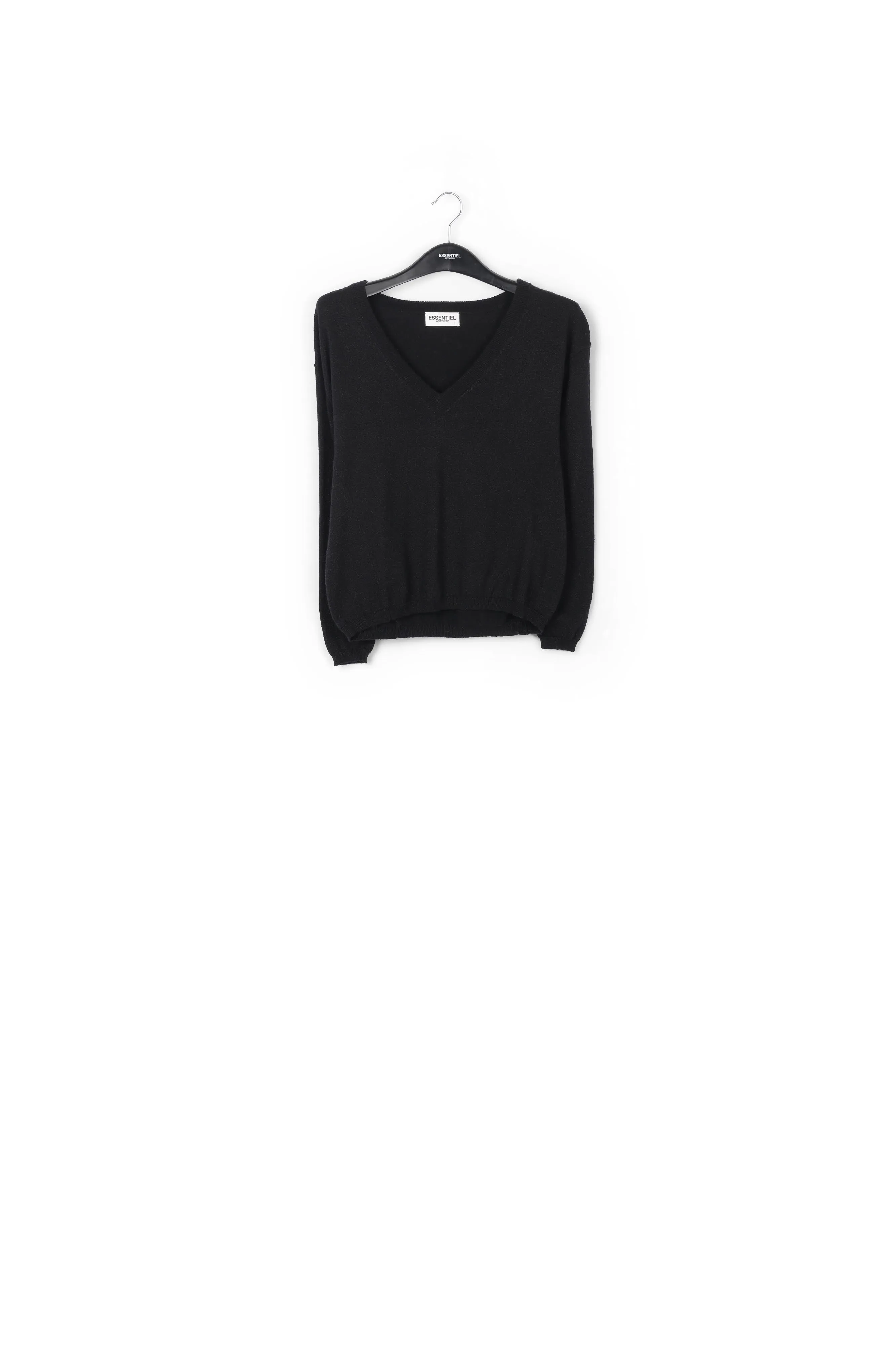 Black lurex knitted V-neck sweater