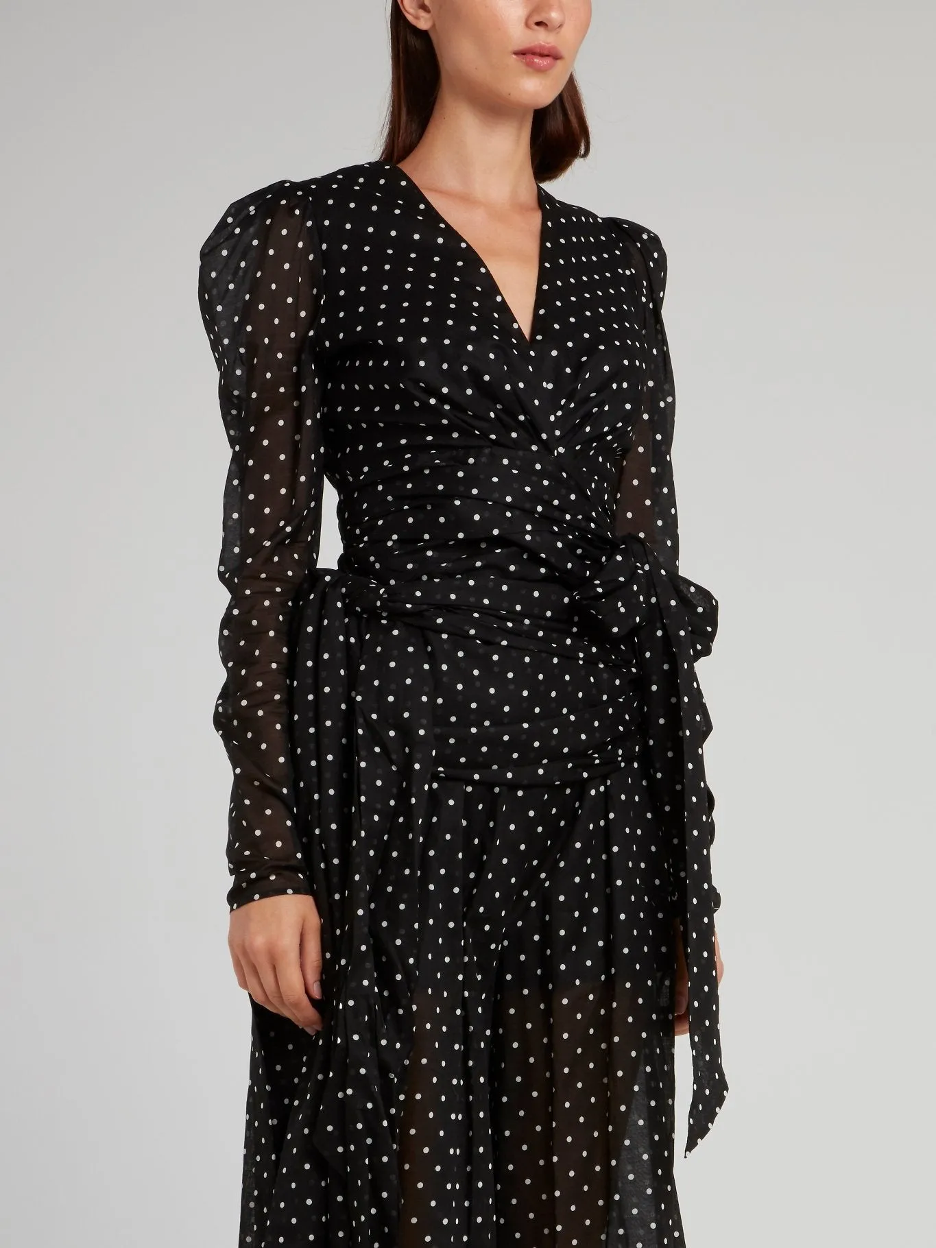 Black Polka Dot Wrap Top