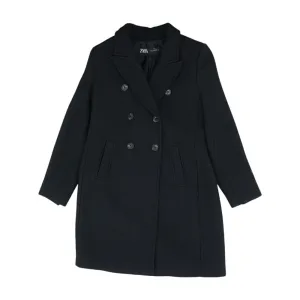 Black Solid Peacoat Coat