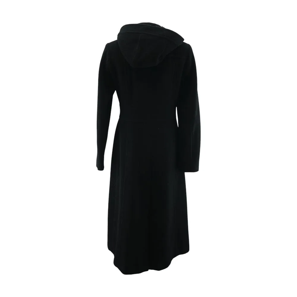 Black Solid Peacoat Coat