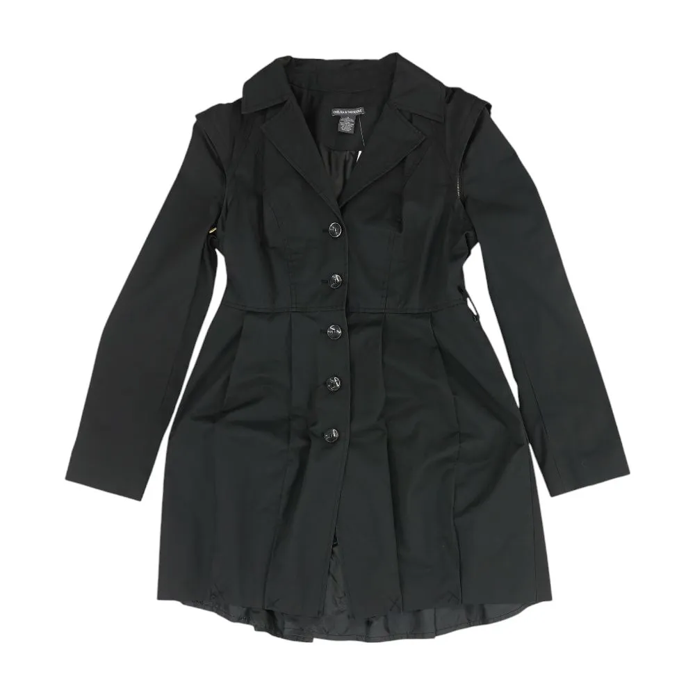 Black Solid Peacoat Coat