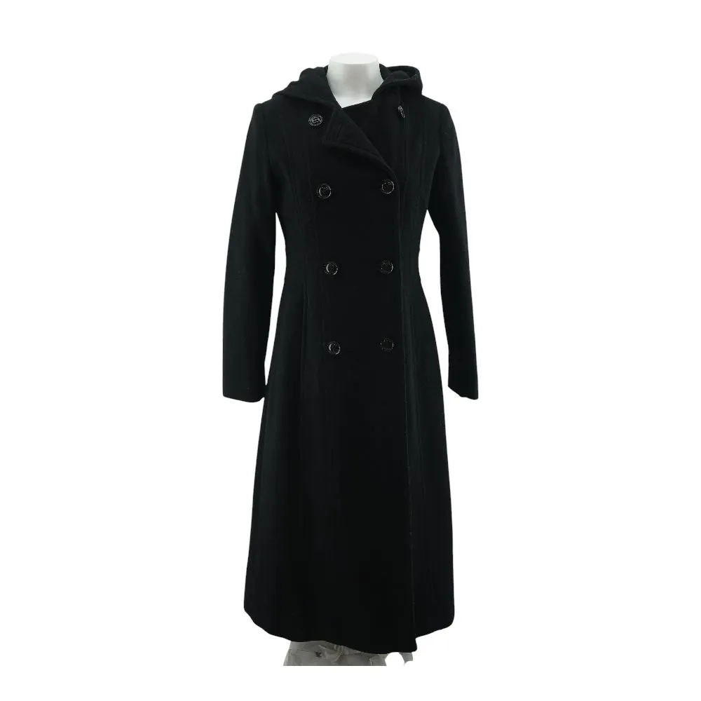 Black Solid Peacoat Coat