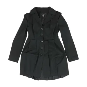 Black Solid Peacoat Coat