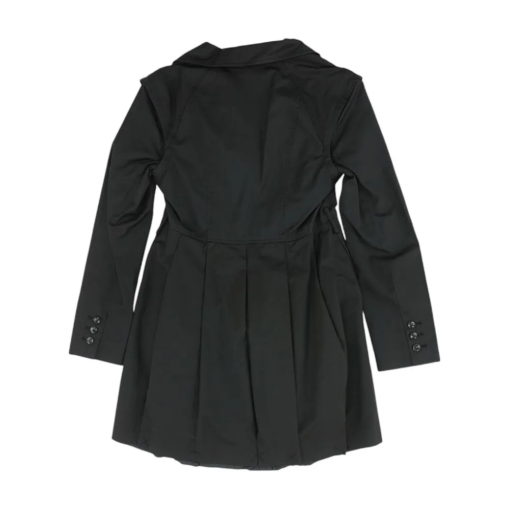 Black Solid Peacoat Coat
