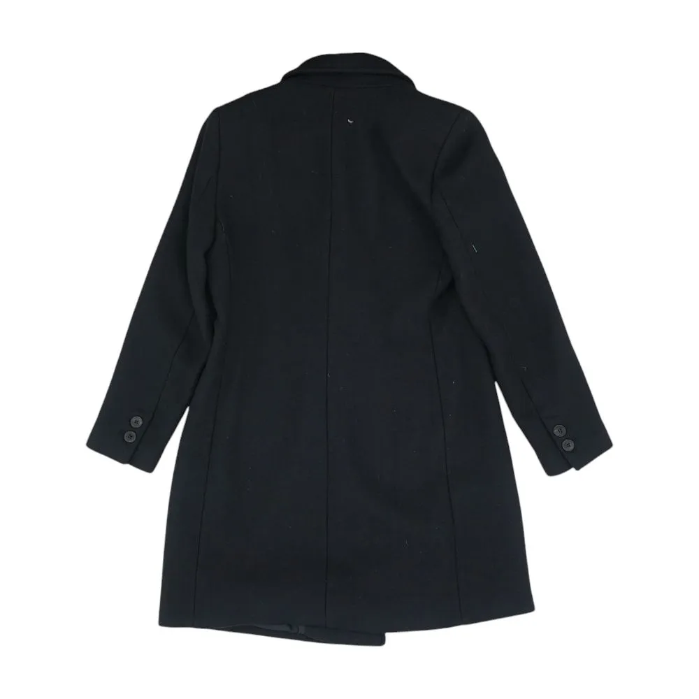 Black Solid Peacoat Coat