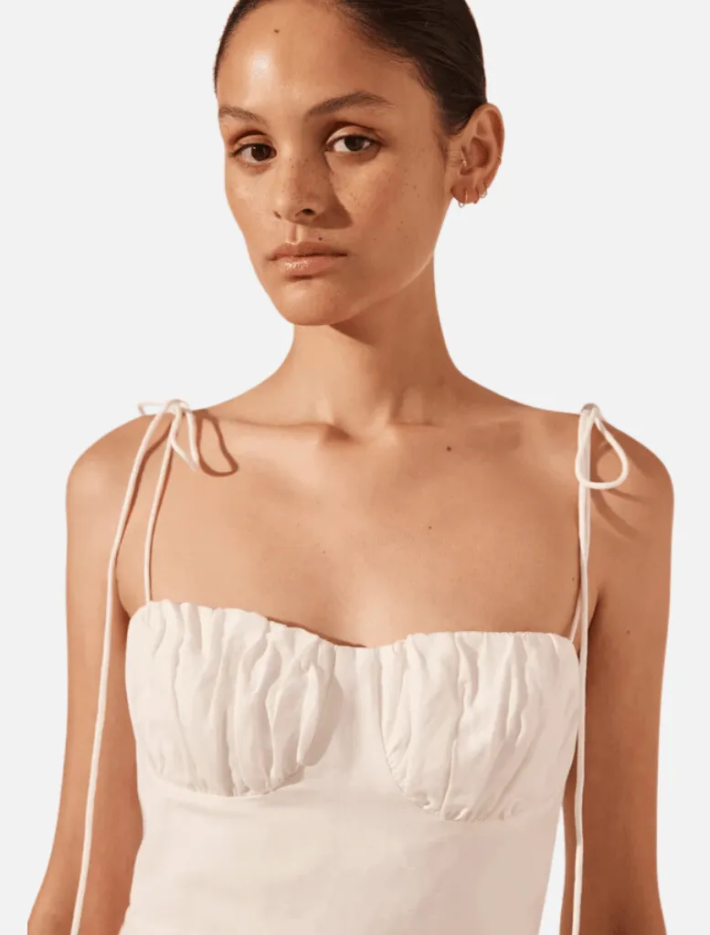 Blanc Gathered Midi Dress - Ivory