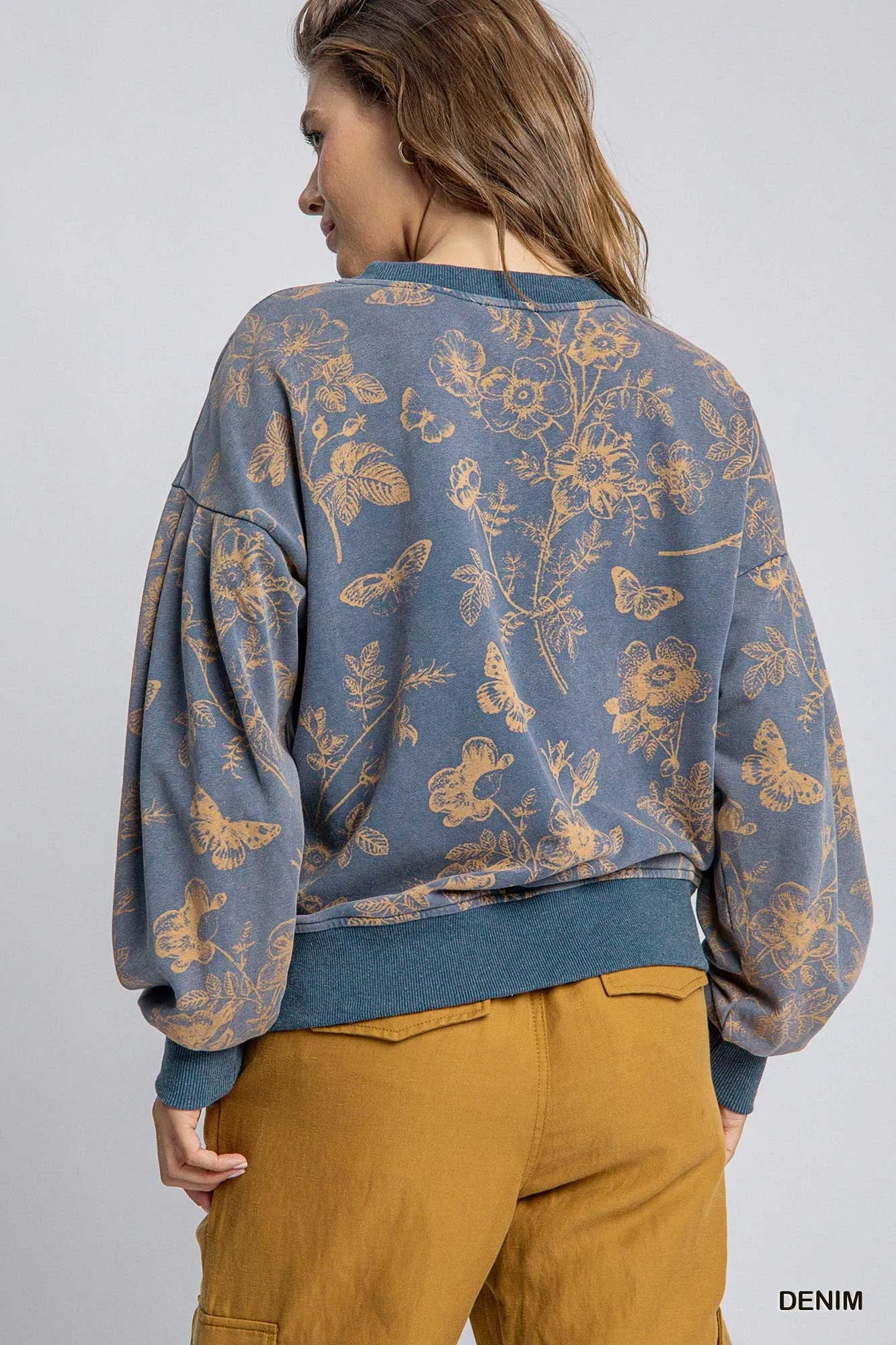Blue Floral French Terry Sweatshirt