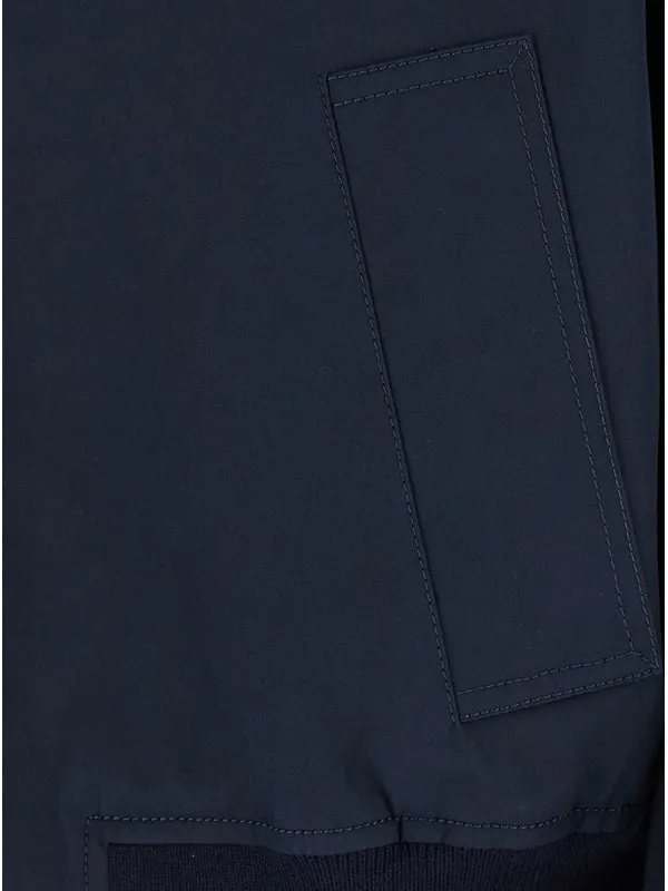 Blue Reversible Zip-Up Jacket in Bold Checked Compact Cotton Man Jackets