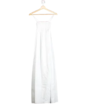 BOA White Ruched Cotton Maxi Dress UK XS