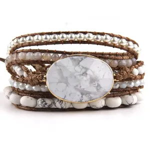Boho & Mala White Stone 5 Wrap Bracelet WSB1014