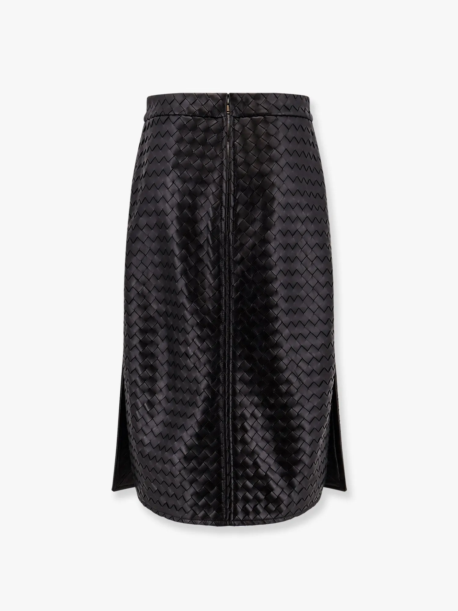 Bottega Veneta Leather Skirt With Intrecciato Motif