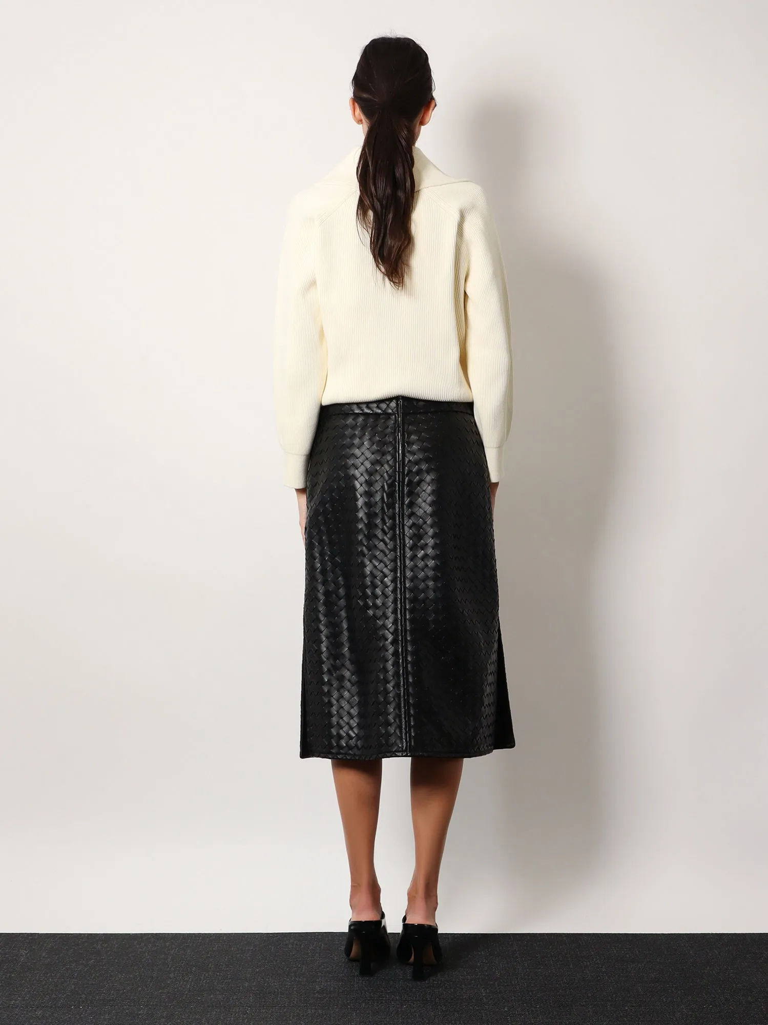 Bottega Veneta Leather Skirt With Intrecciato Motif
