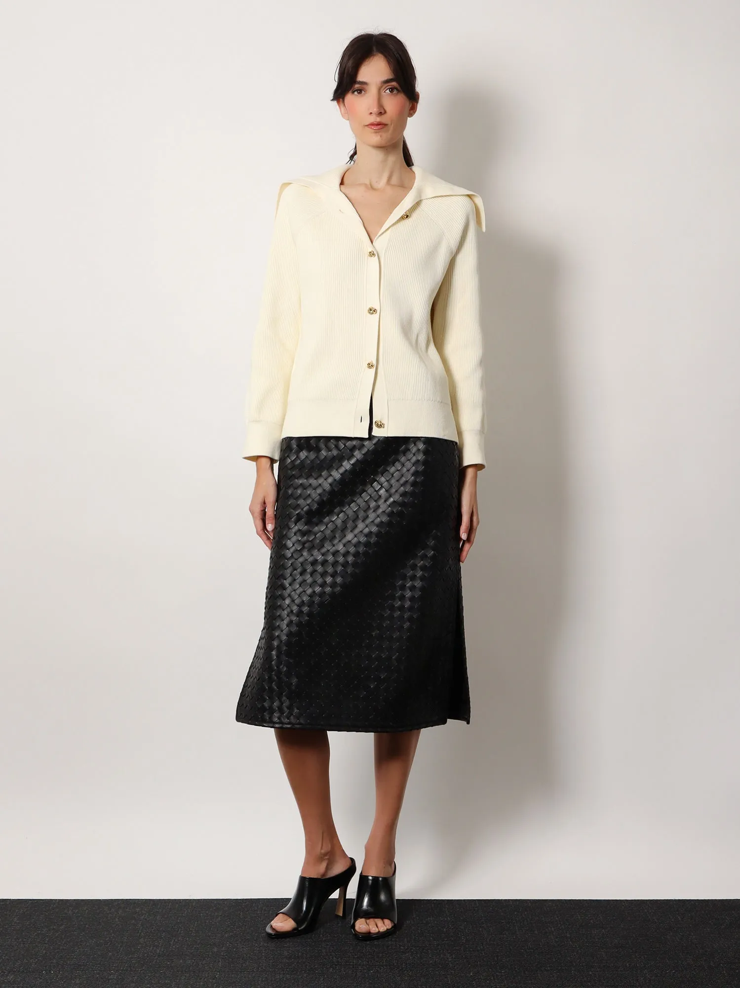 Bottega Veneta Leather Skirt With Intrecciato Motif