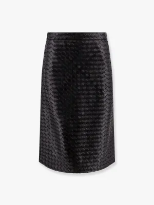 Bottega Veneta Leather Skirt With Intrecciato Motif