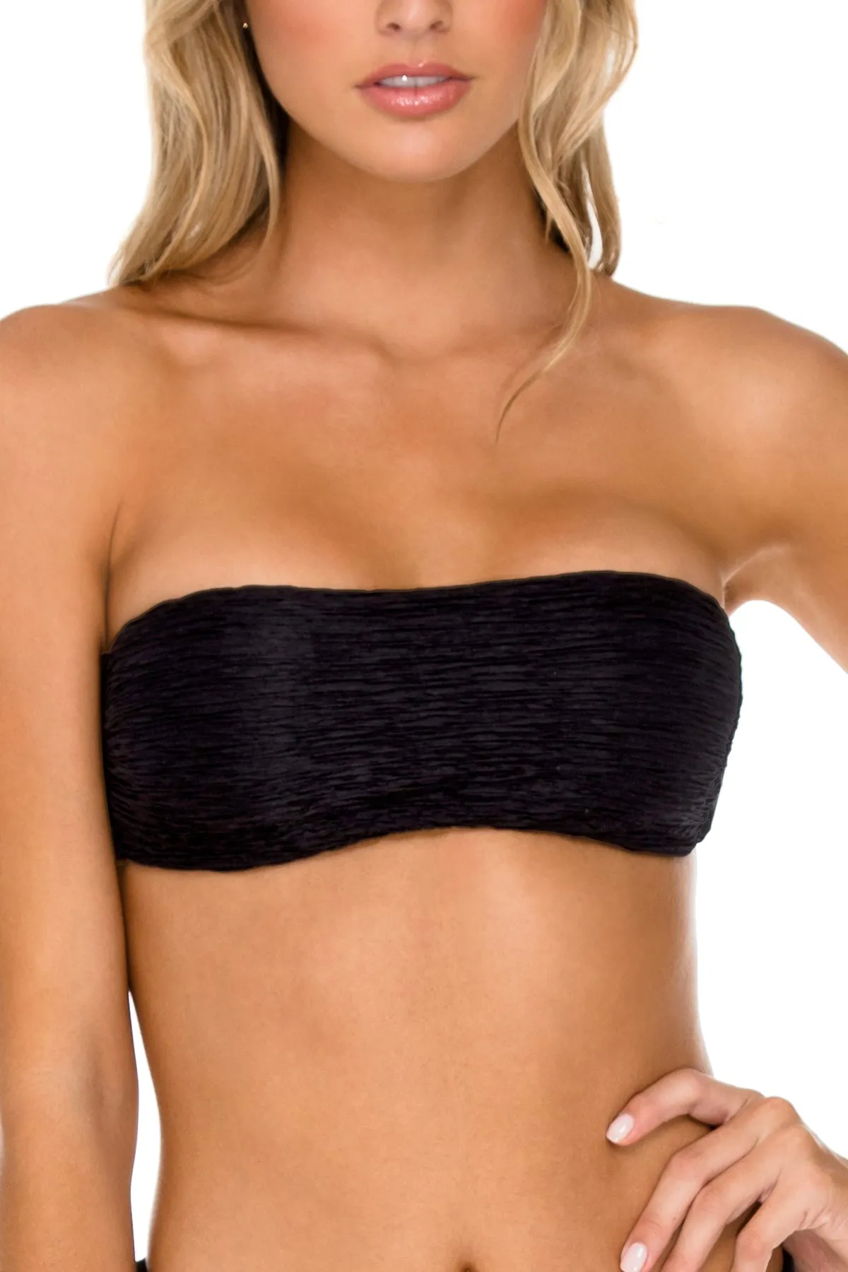 BULERIA - Free Form Bandeau & High Leg Brazilian Bottom • Black