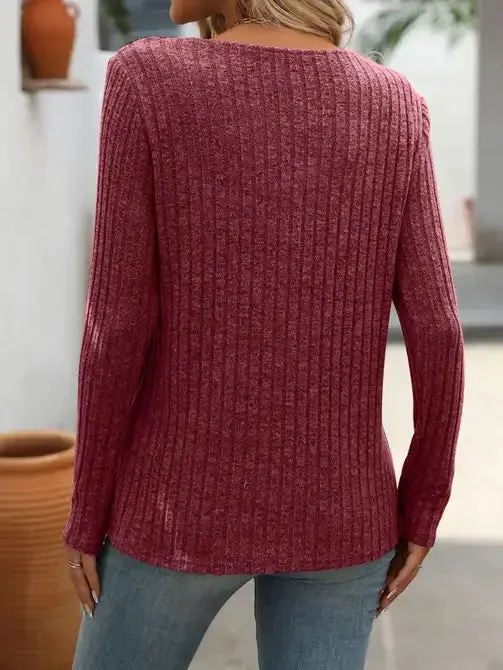 Burgundy Button Detail Sweater