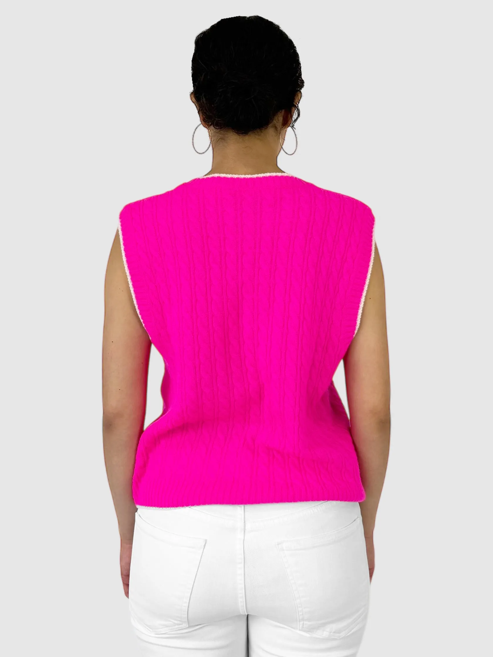 Cable Knit V-Neck Sweater Vest - Size L