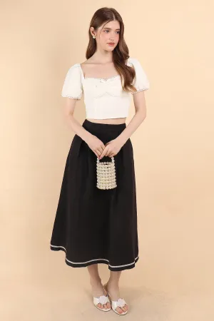 CAMILA PLEATED TWEED MAXI SKIRT IN BLACK