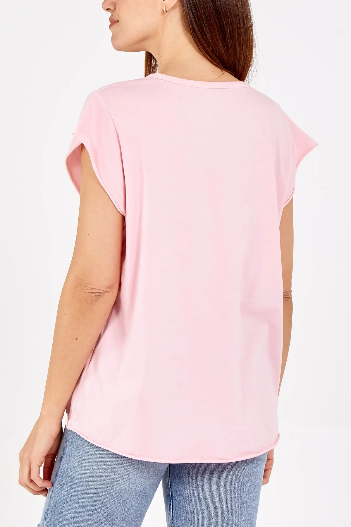 Cap Sleeve High Low Rolled Edge Top